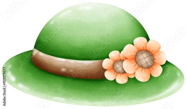 Obraz Green hat with sunflowers