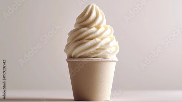 Fototapeta Tasty soft serve ice cream in a cup ready to be enjoyed on a warm day