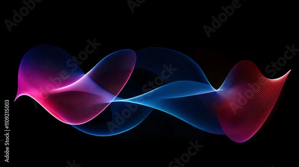 Obraz Glowing neon lines creating abstract shapes on black background