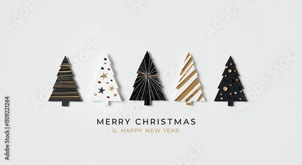 Obraz Christmas gift card and invitation set with lettering. website banner, template, postcard Collection color postcards with christmas tree, decoration, snowman, various xmas elements and decorations