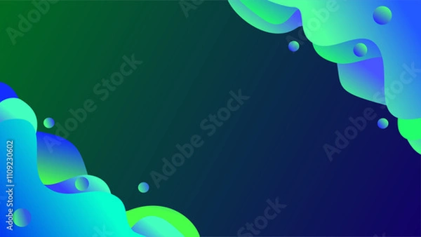 Obraz Blue greenwaves with blue green pearls side frames background