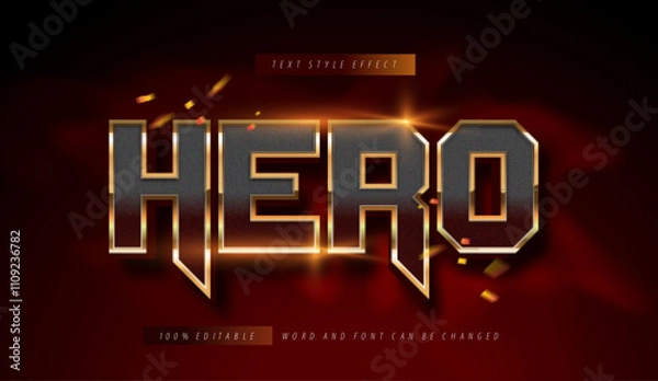 Fototapeta Gold Hero text style effect editable