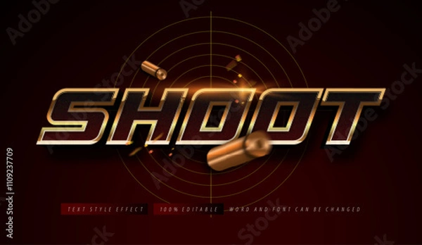 Fototapeta Shoot red gold text style effect editable