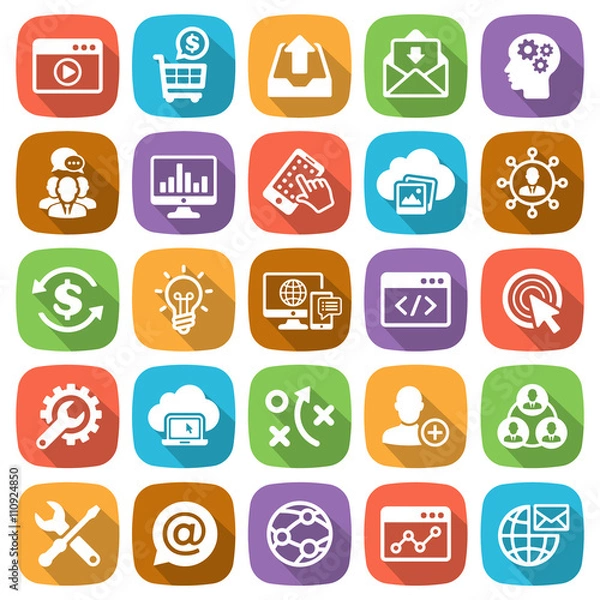 Obraz SEO and Development web and mobile icon set