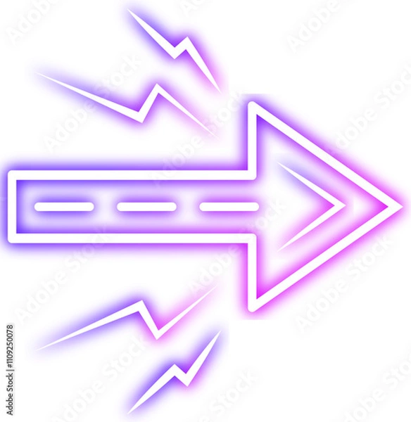 Fototapeta Neon arrows. Lighting with bright design signs, glowing vintage arrow lights isolated vector