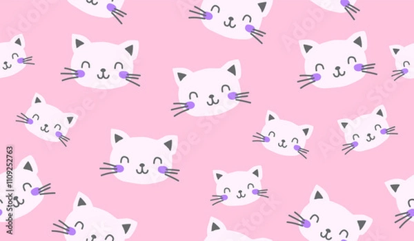 Obraz Cute cats pattern background vector design