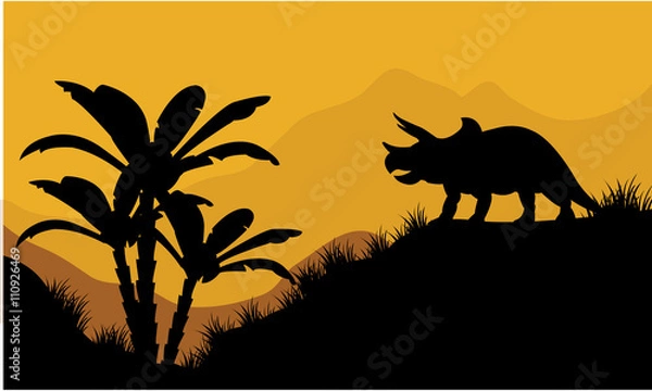 Obraz Single triceratops in fields scenery