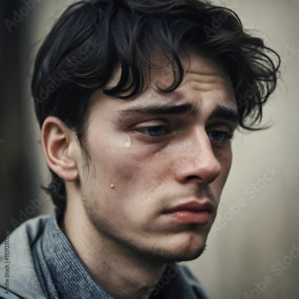 Obraz a sad young man