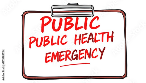 Fototapeta The text Public health emergency written on a clipboard with a white accent, png