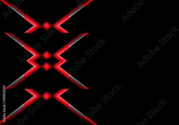 Fototapeta Modern abstract style elegant black background design with red arrows