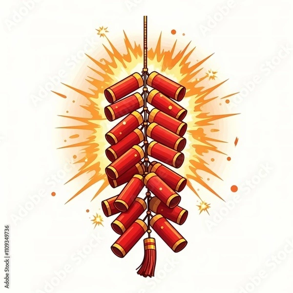 Obraz Chinese new year theme illustration firecrackers exploding 