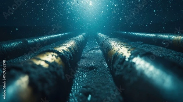 Fototapeta Underwater Pipeline Installation in Marine Environment
