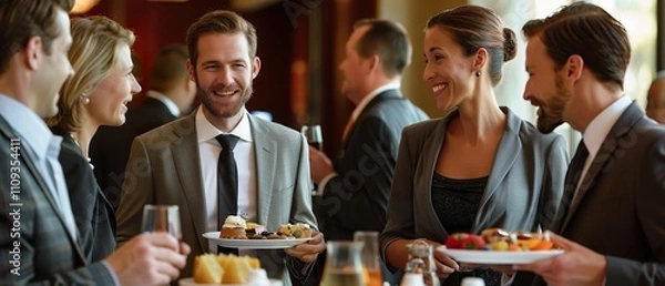 Obraz Networking Breakfast: Business Leaders Connecting Over Breakfast