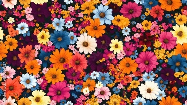 Obraz Seamless floral pattern design featuring vibrant summer blooms perfect for digital textile applications