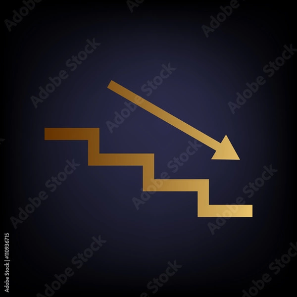 Fototapeta Stair down with arrow