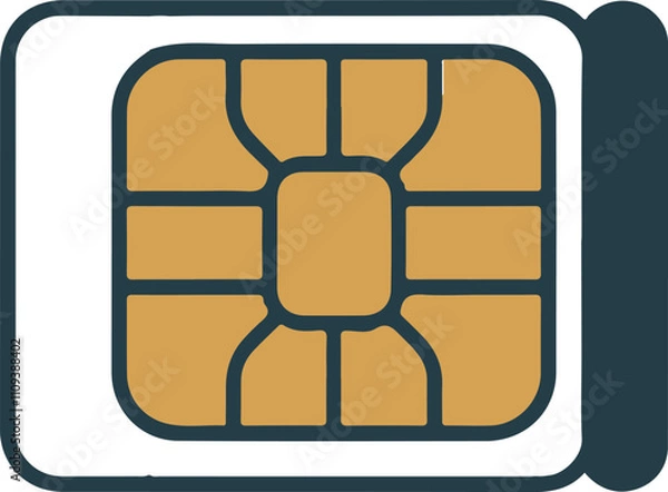 Fototapeta Sim card icon silhouette vector style with white background