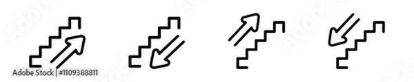 Fototapeta Simple stair up and down. Modern stairs icon. Staircase up or down illustration. Icons staircase in vector design style