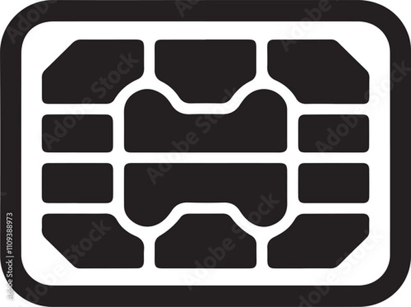 Fototapeta Sim card icon silhouette vector style with white background