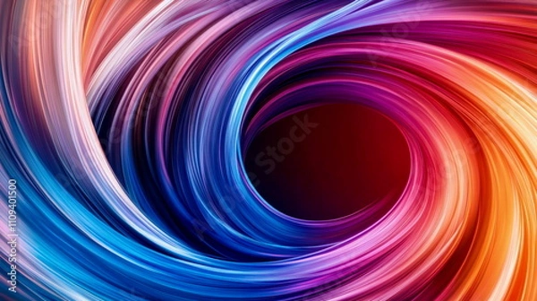 Fototapeta Abstract shapes forming a spiral, with gradients of blue and orange, depicting the flow of information
