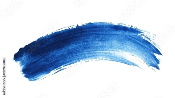 Fototapeta Bold blue brush stroke on a white background, showcasing texture and artistic flair.