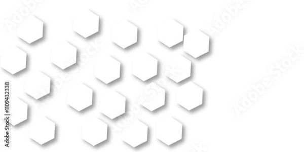 Obraz White hexagon 3D background texture. modern abstract polygonal pattern. 3d rendering illustration. Futuristic abstract banner. white and black lines 3d Hexagonal. honeycomb white Background.