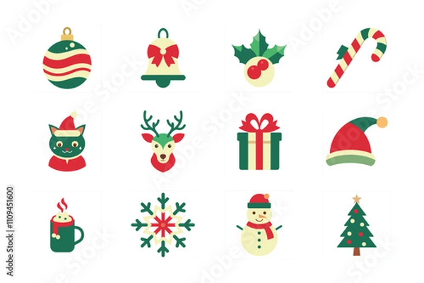 Fototapeta Christmas Vector Icon Set, Illustration, Silhouette, Logo Icons & Clip art