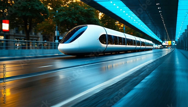 Fototapeta fast moving train in motion