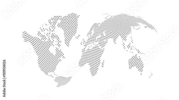Fototapeta World map halftone. Made for world news and articles. Grey circles on white background.