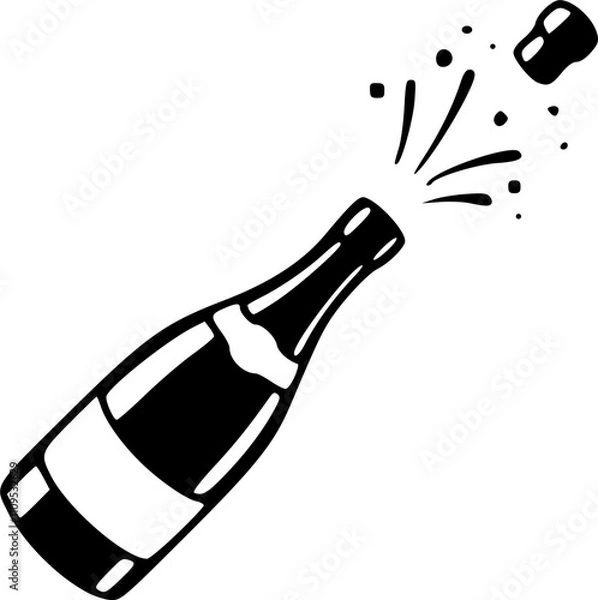 Obraz Champagne bottle explosion icon vector isolated on white background.