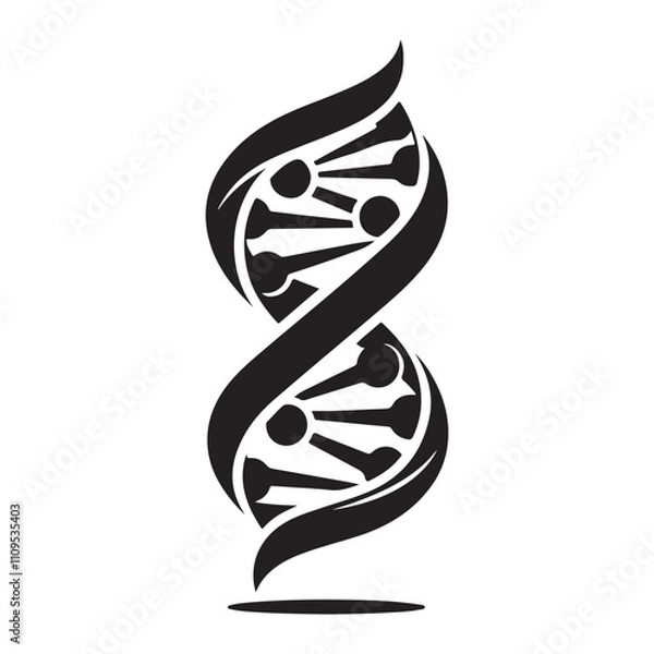 Fototapeta Minimalist DNA Silhouette Icon for Modern Logo Design