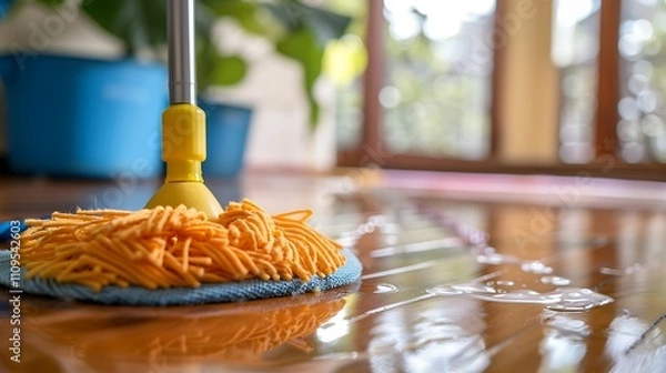 Obraz Floor Mopping Routine with Cleanser Foam