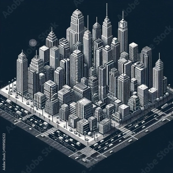 Fototapeta Geometric City A geometric shape based cityscape created using A