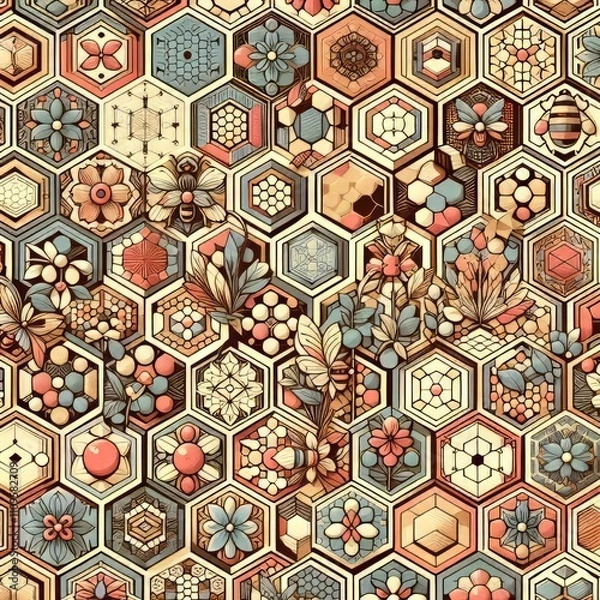 Fototapeta Geometric pattern inspired by honeycomb Natural and sweet ;;