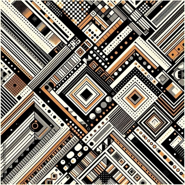 Fototapeta Geometric patterns inspired by op art composed entirely of ASCII