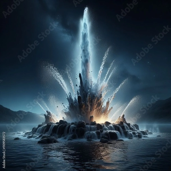Obraz Geyser Spout Fountain Splatter A splatter that forms a powerful