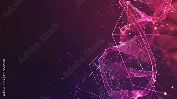 Obraz Abstract 3D DNA Molecule in Wireframe Design