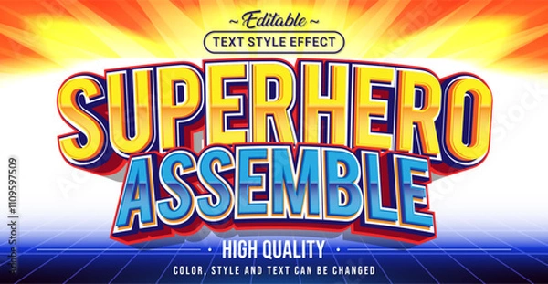 Obraz Editable text style effect - Superhero Assemble text style theme.