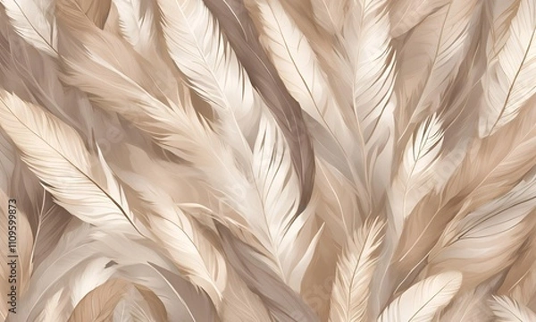 Obraz Scattered Feather Patterns in soft neutral tones