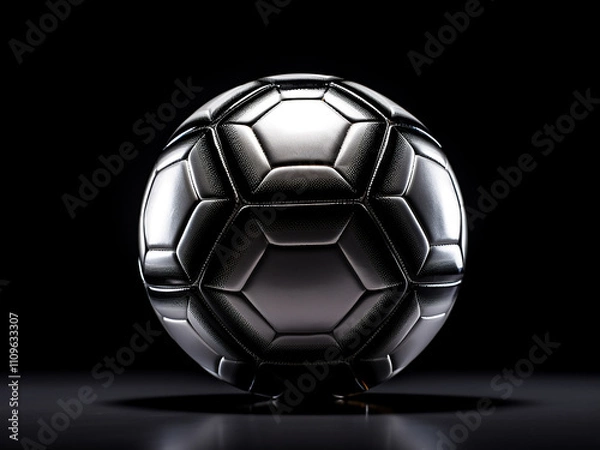 Fototapeta Detailed view of a soccer ball against a black background