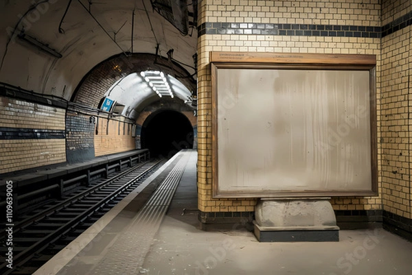 Fototapeta Blank board mock up old bus station