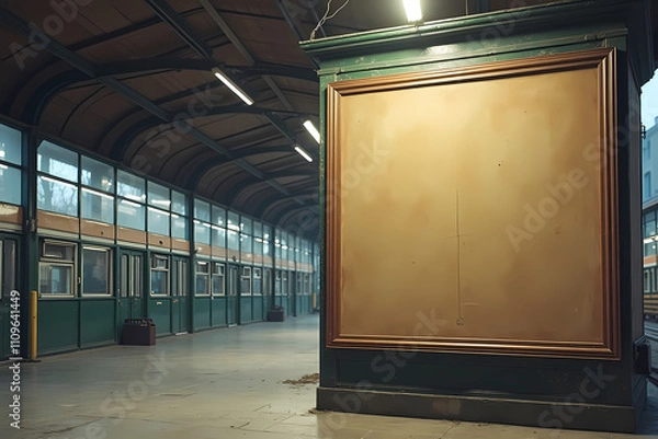 Fototapeta Blank board mock up old bus station