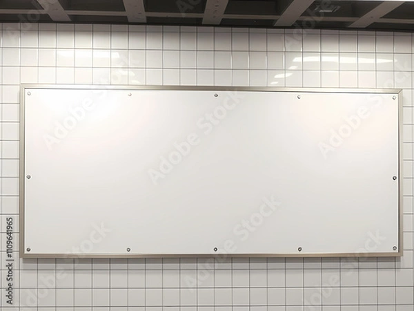 Fototapeta Blank board mock up old bus station