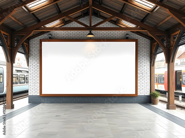 Fototapeta Blank board mock up old bus station