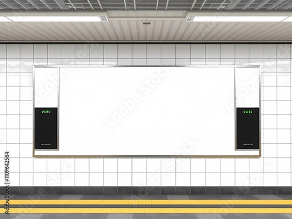 Fototapeta Blank board mock up old bus station