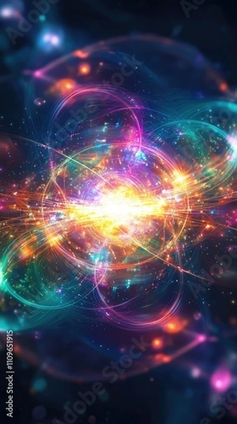 Fototapeta Abstract Cosmic Background with Colorful Light Effects Representing Energy, Motion, and Particle Dynamics in a Vibrant Universe Scene