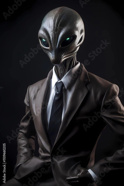 Fototapeta Alien in a business suit. AI generation