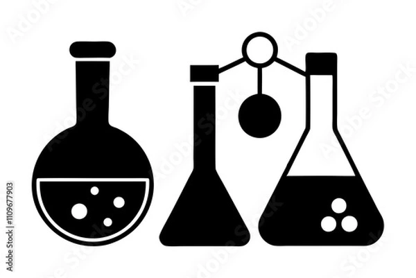 Fototapeta set of laboratory equipment, basic laboratory glassware