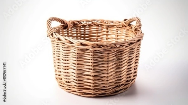 Fototapeta Elegant Wicker Basket, Empty and Ready for Use