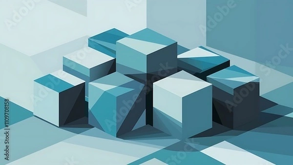 Fototapeta Vector Abstract geometric shape from cubes. squares