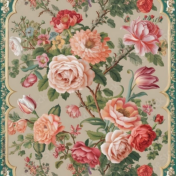 Fototapeta Vector classical wall-paper with a flower pattern.